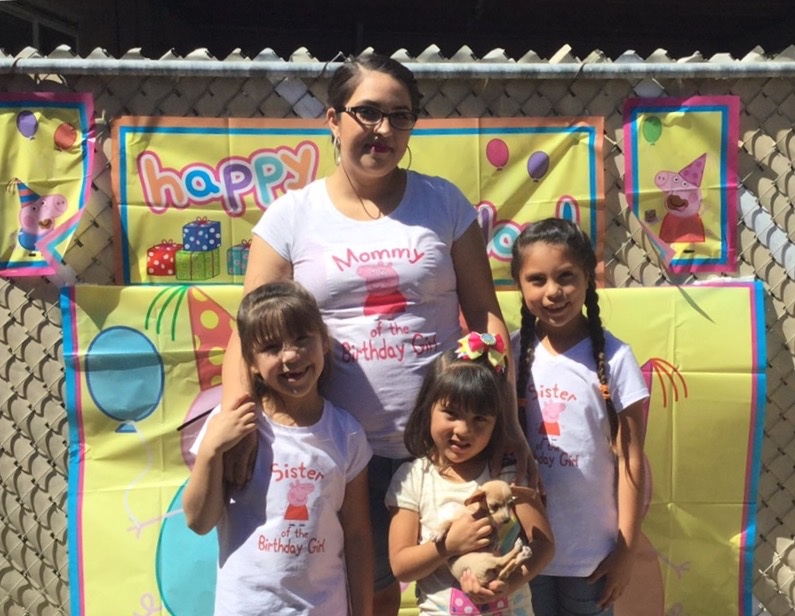 Jalyssa and daughters Sienna, 6, Jayla, 4, and Sabrina, 7, celebrate Jayla’s recent birthday.