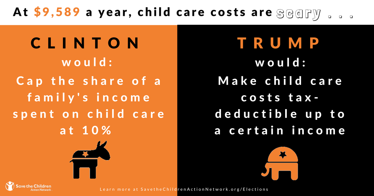 Clinton-Trump childcare Halloween graphic